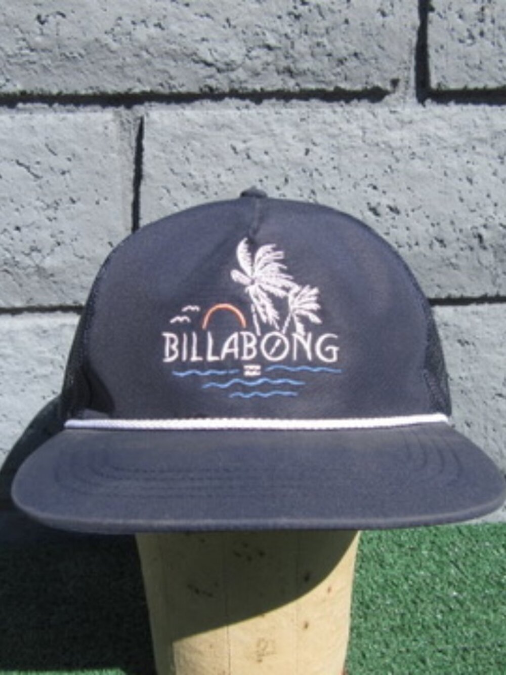 Billabong Blue Palm Tree Embroidered Snapback Baseball Hat Trucker Cap